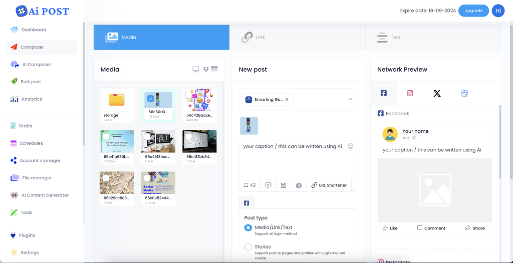 Create social media Posts Manually and Share to All of your Pages